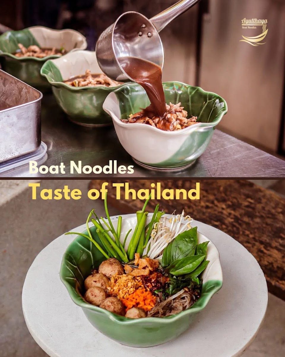 Boat noodles being ladled