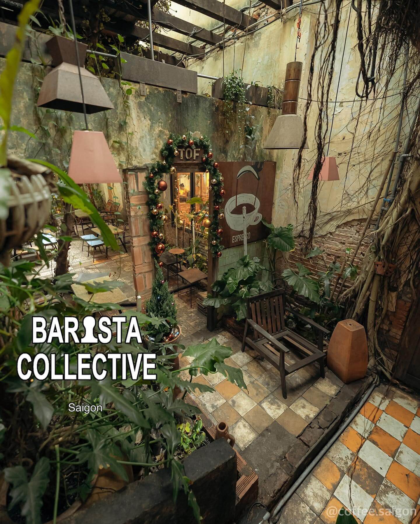 The courtyard with the espresso mural