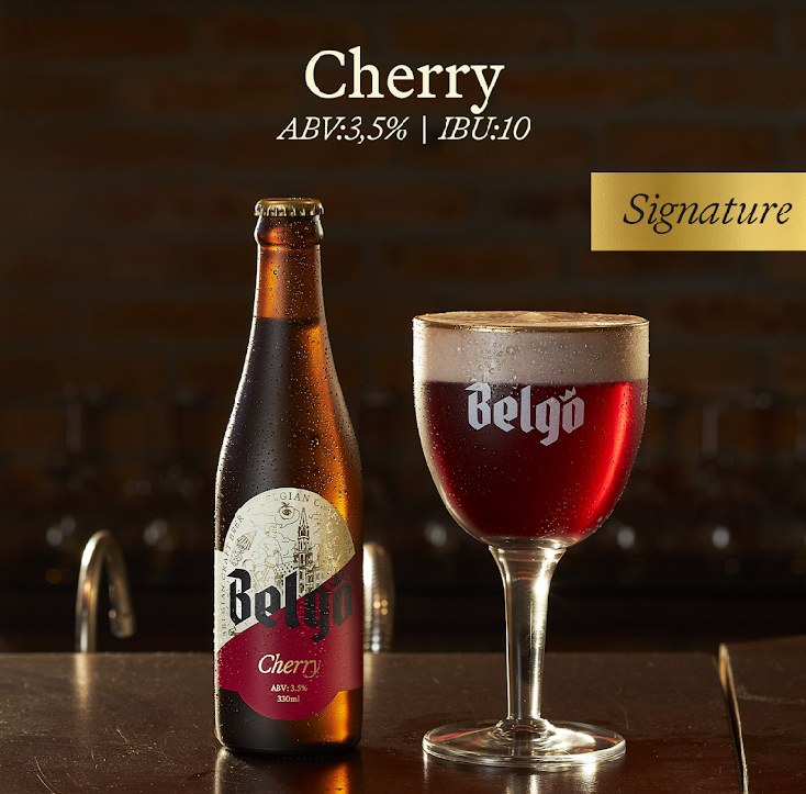 Belgo Cherry 맥주 — 병과 튤립 잔