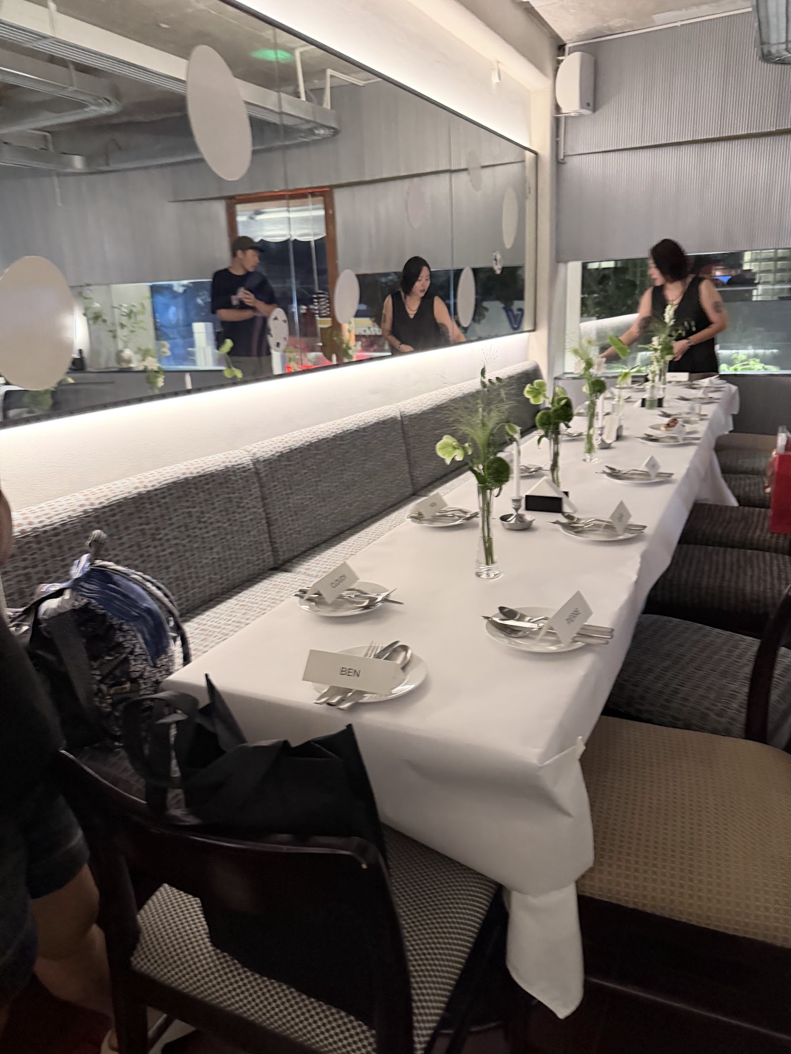 The long banquet table in Fluid Saigon's dining room