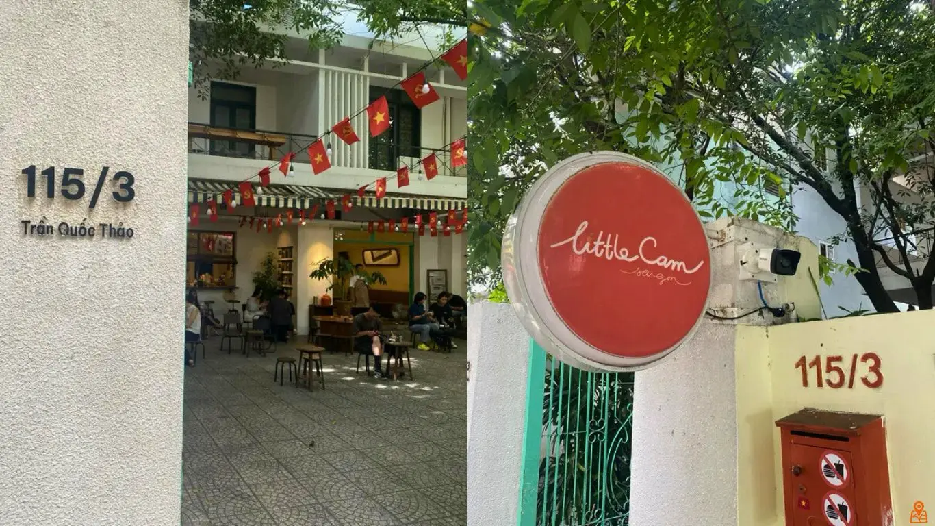 The round orange sign of Littlecam Saigon 2 at the Trần Quốc Thảo alley gate