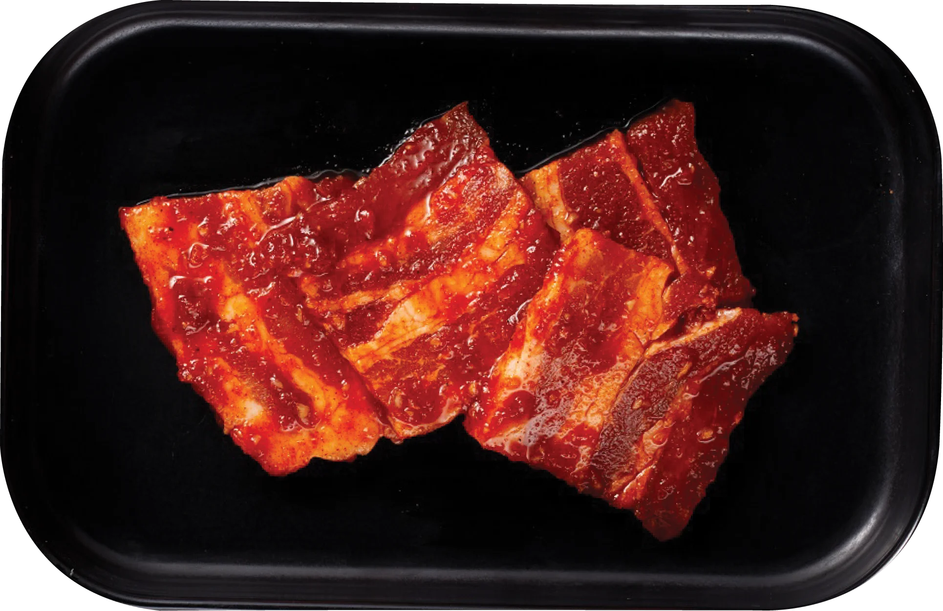 Gochujang-glazed pork belly — the venue's menu photo