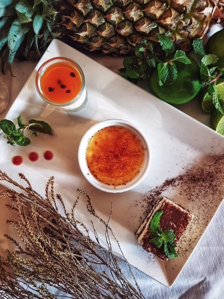 Dessert platter — crème brûlée, tiramisu, panna cotta