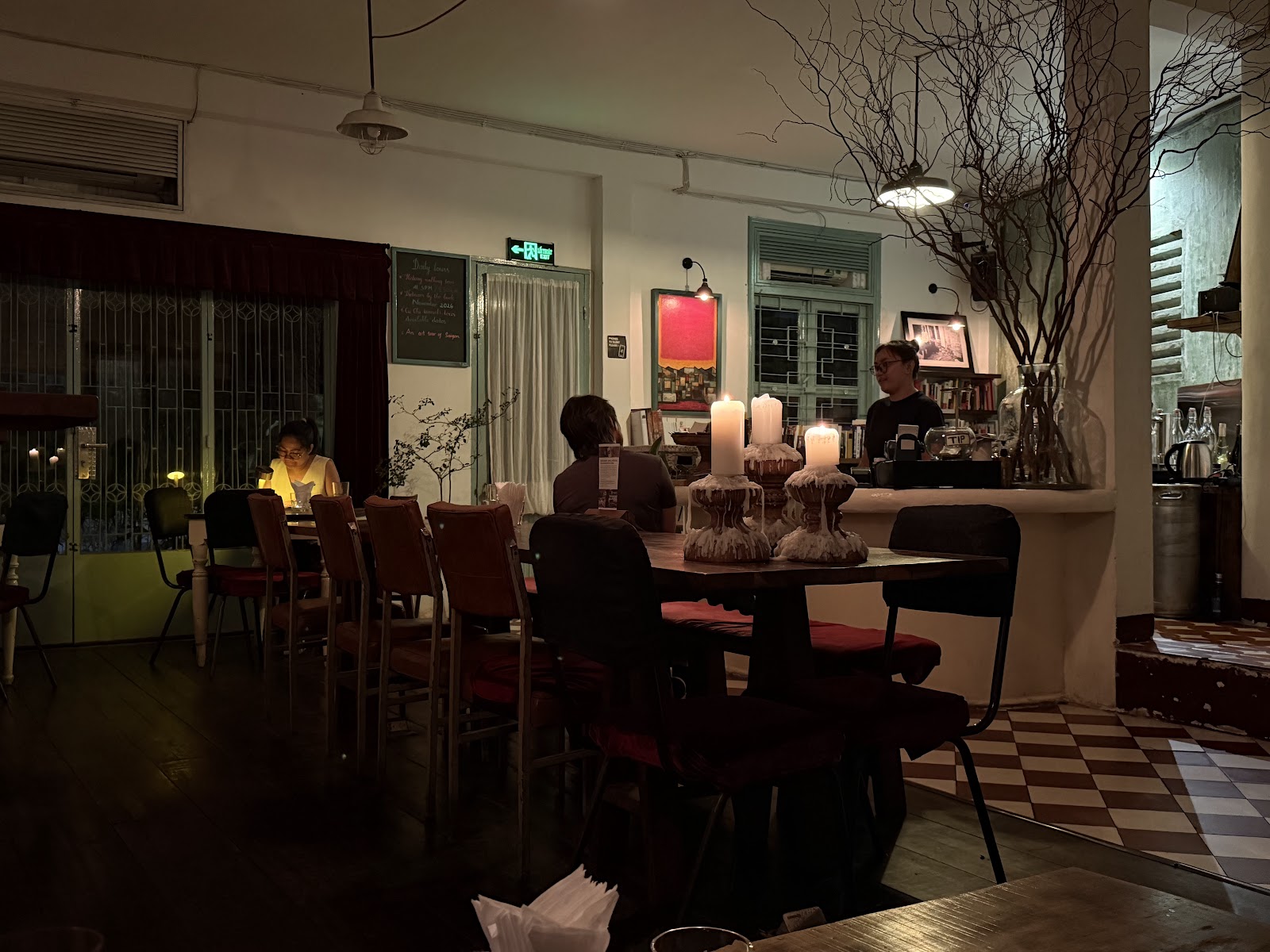 The candlelit dining room