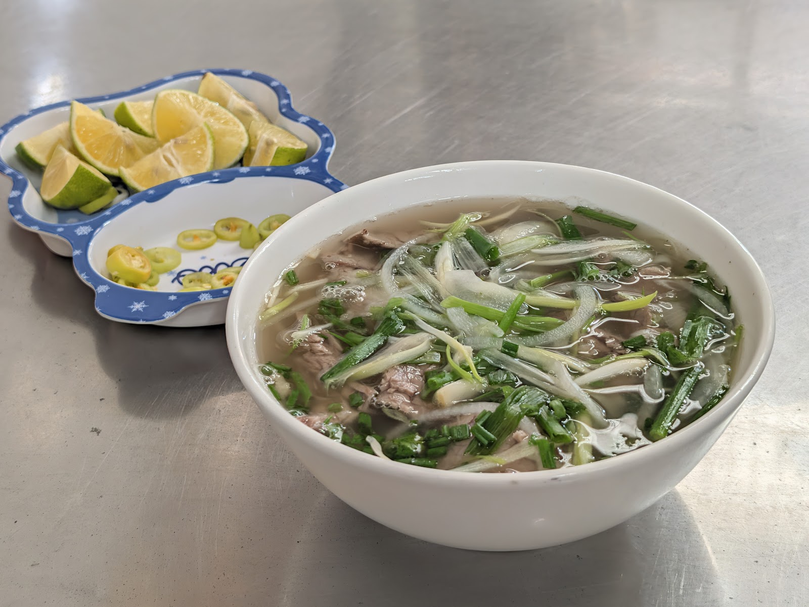 The rare-beef pho bowl at Pho Bo Phu Gia