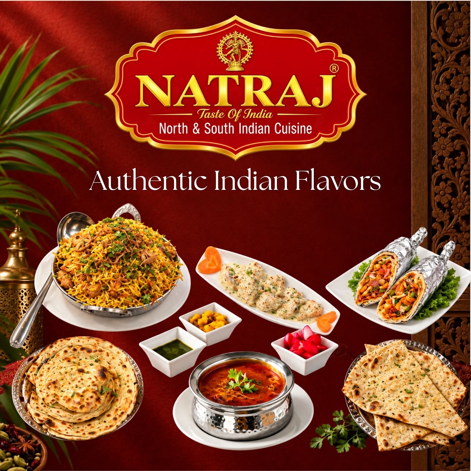 Ảnh quảng bá: biryani, kebab, cà ri và bánh naan