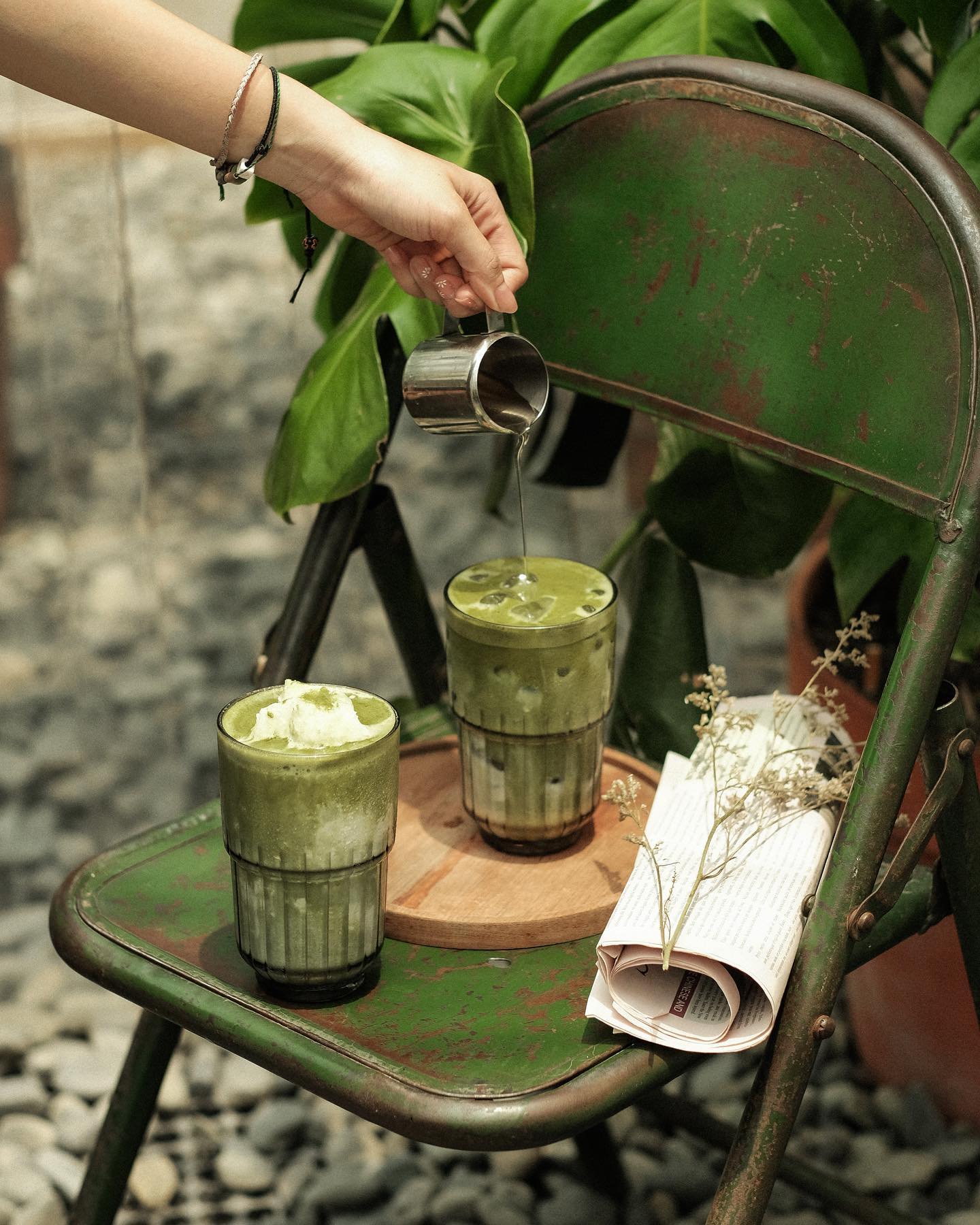 S'mores Saigon — hai ly matcha trong khu vườn